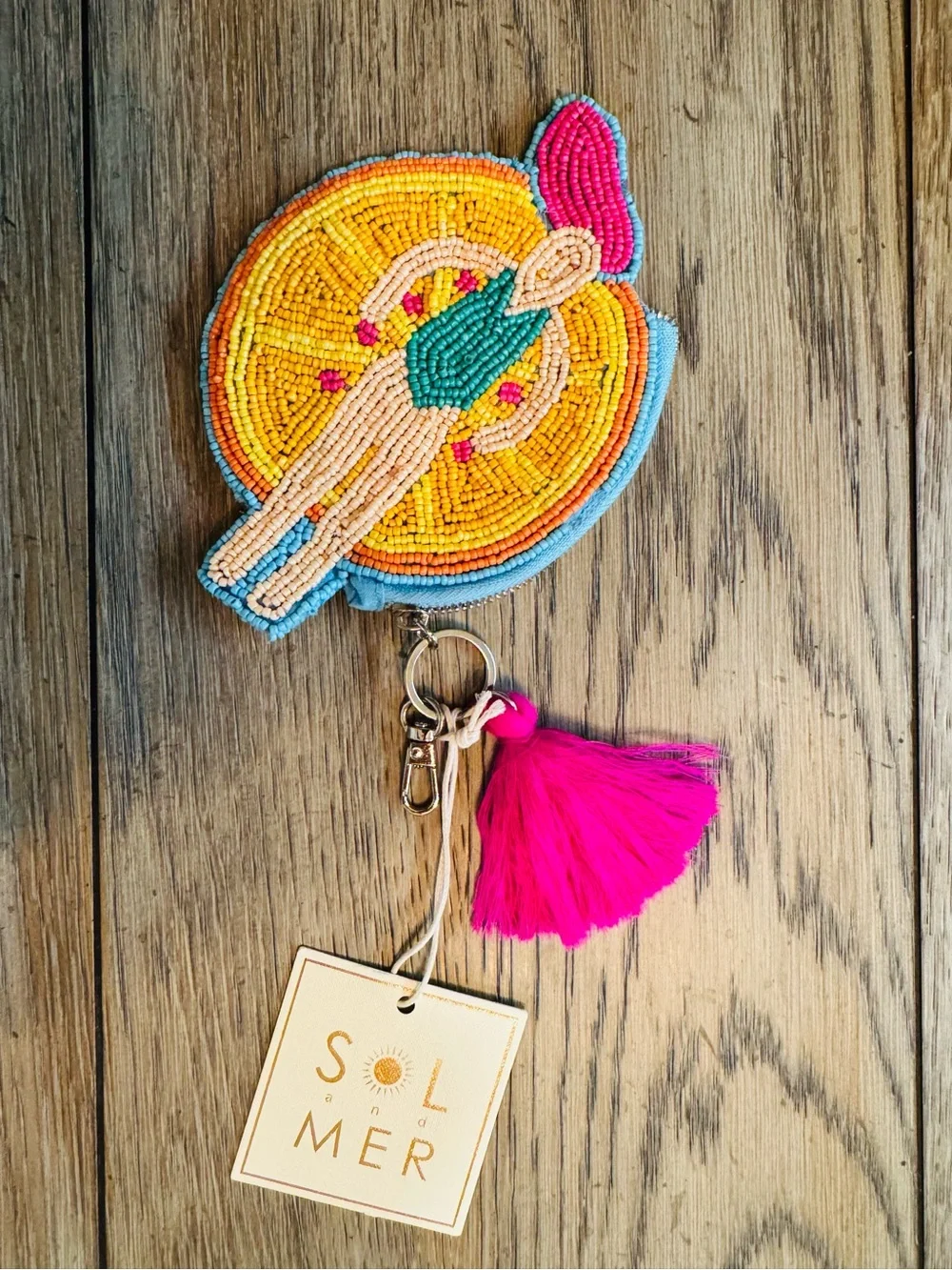 Sol And Mer Beaded Fruit Float Pouch Bag Charm Keychain